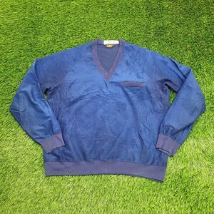 Vintage 80s LEE Cropped Sweater Large 22x24 Blue Velvet